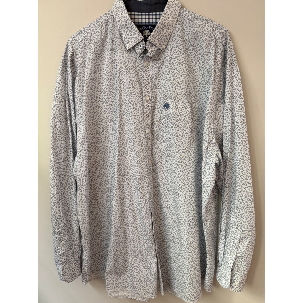 Live Oak Brand Men's XXL Blue White Paisley Long Sleeve Button Down Shirt